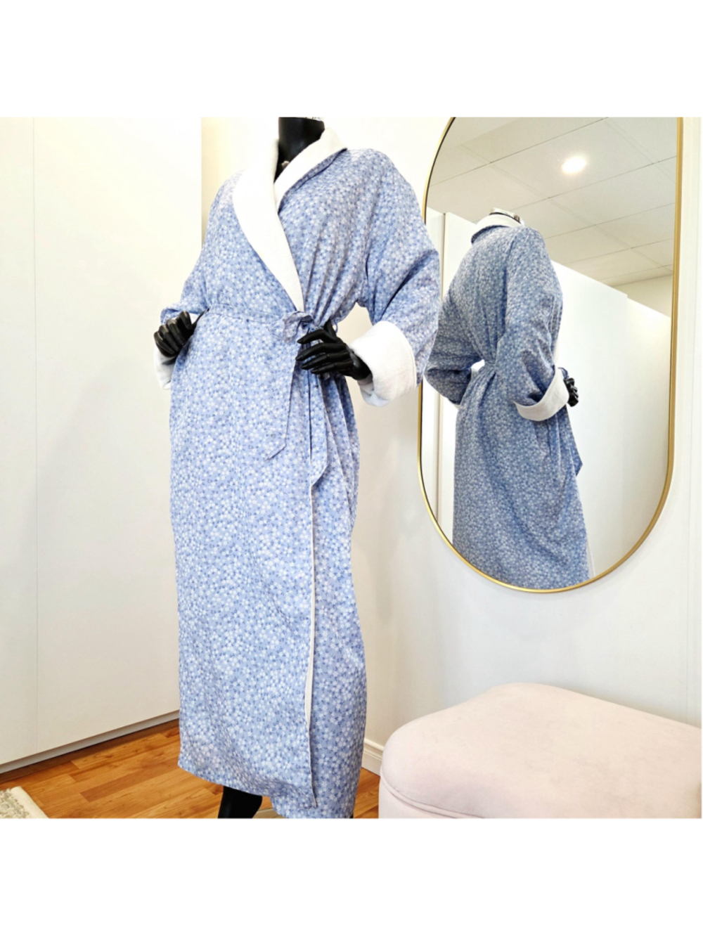 Vintage Victoire Delage robe, cottagecore long belted peignoir | size L/XL